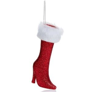 Red glitter heeled boot Christmas ornament